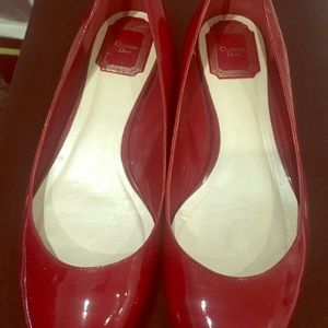 Dior flats shiny red